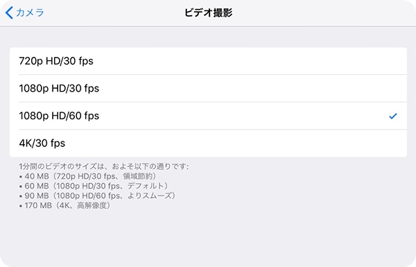 iPadのビデオ設定を調整する