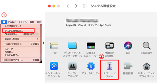 Macの「システム環境設定」からスクリーンタイム設定に入る