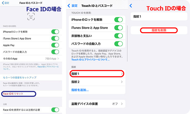 フェイスIDまたはタッチIDを無効にする方法