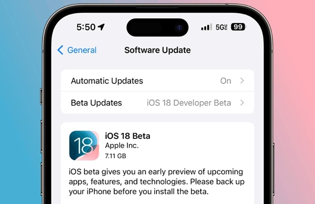 ios 18ベータ版ダウンロード